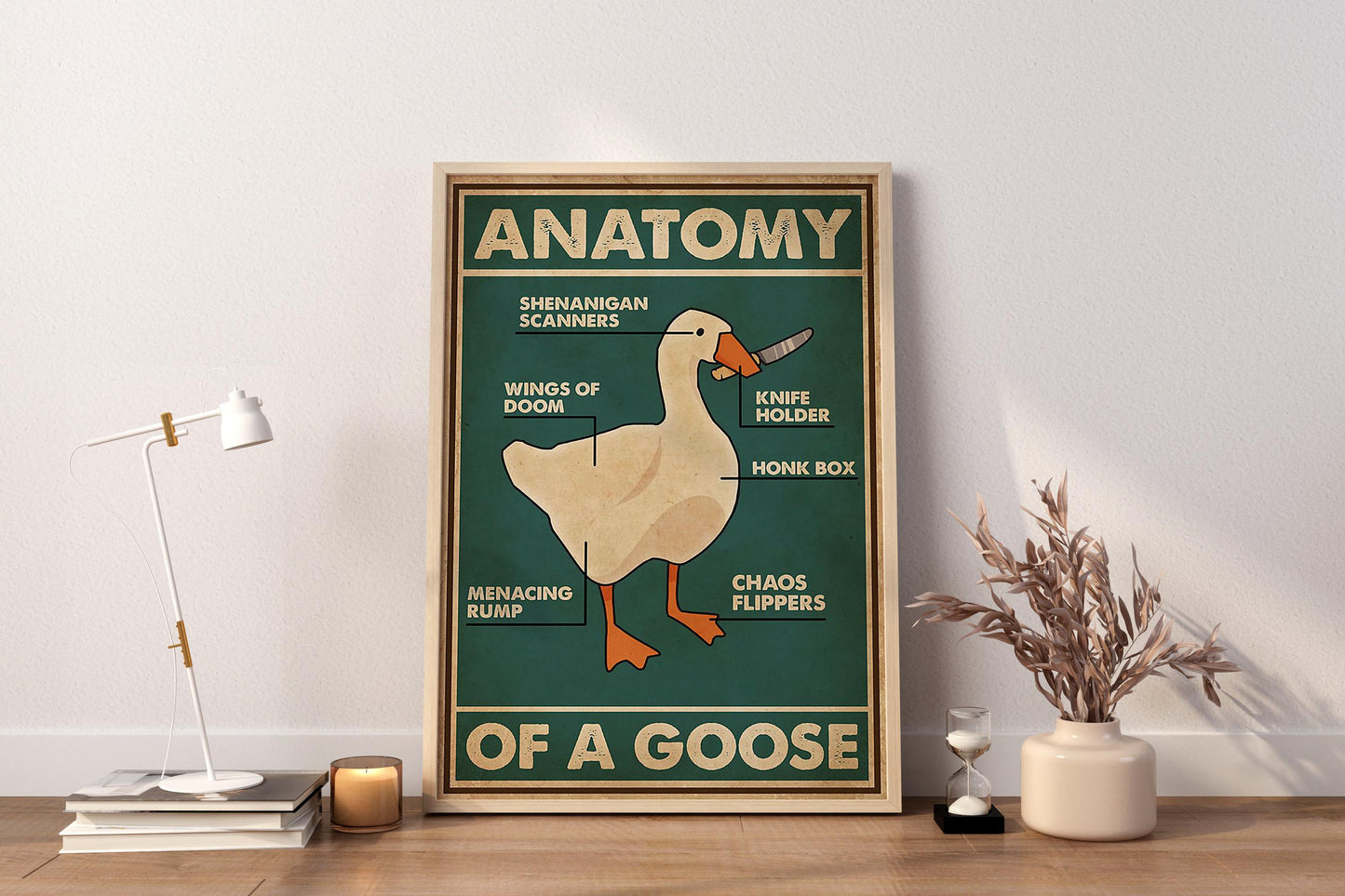 Funny Goose Anatomy Poster | Humorous Knife Goose Wall Art Print