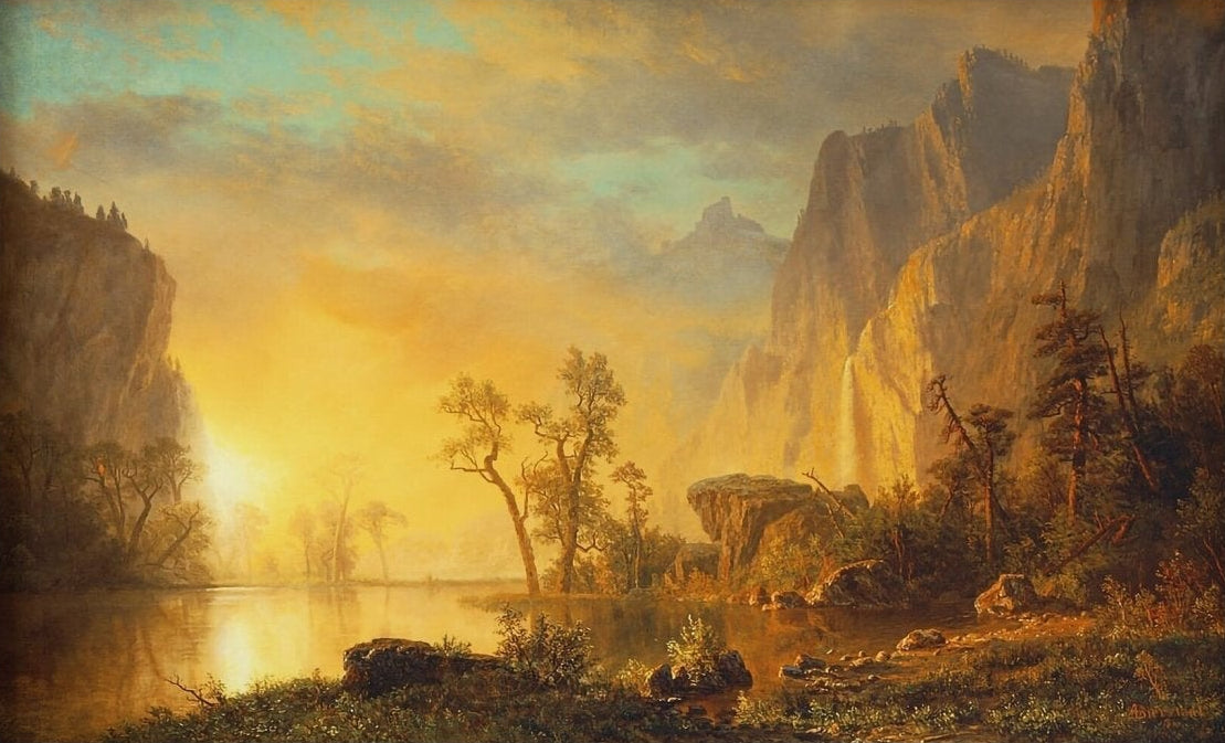Albert Bierstadt Sunset in the Rockies Yosemite Valley Canvas Print