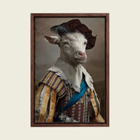 Aristocratic Goat canvas wall art in a floating walnut frame