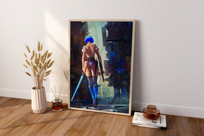 Anime, Cyberpunk Girl Leinwand-Wandbild