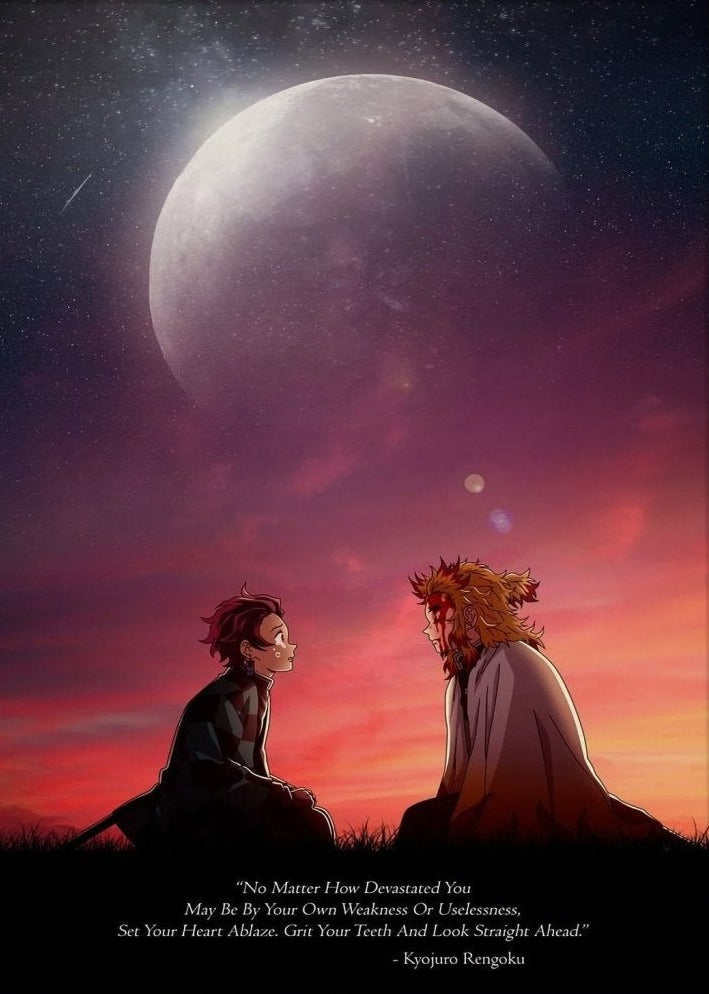 Tanjiro and Rengoku Demon Slayer Canvas Wall Art