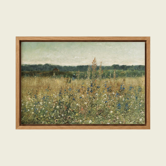 Brush Flowers by Antoine Chintreuil canvas wall art in a floating oak frame