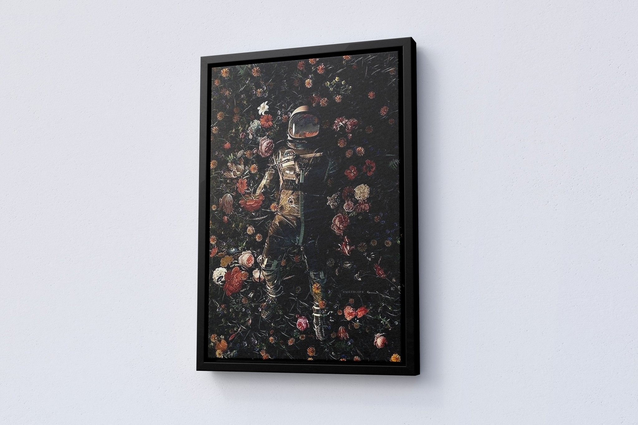 Astronaut In Flowers Love in Space Canvas Wall Art - Canvasworkshop