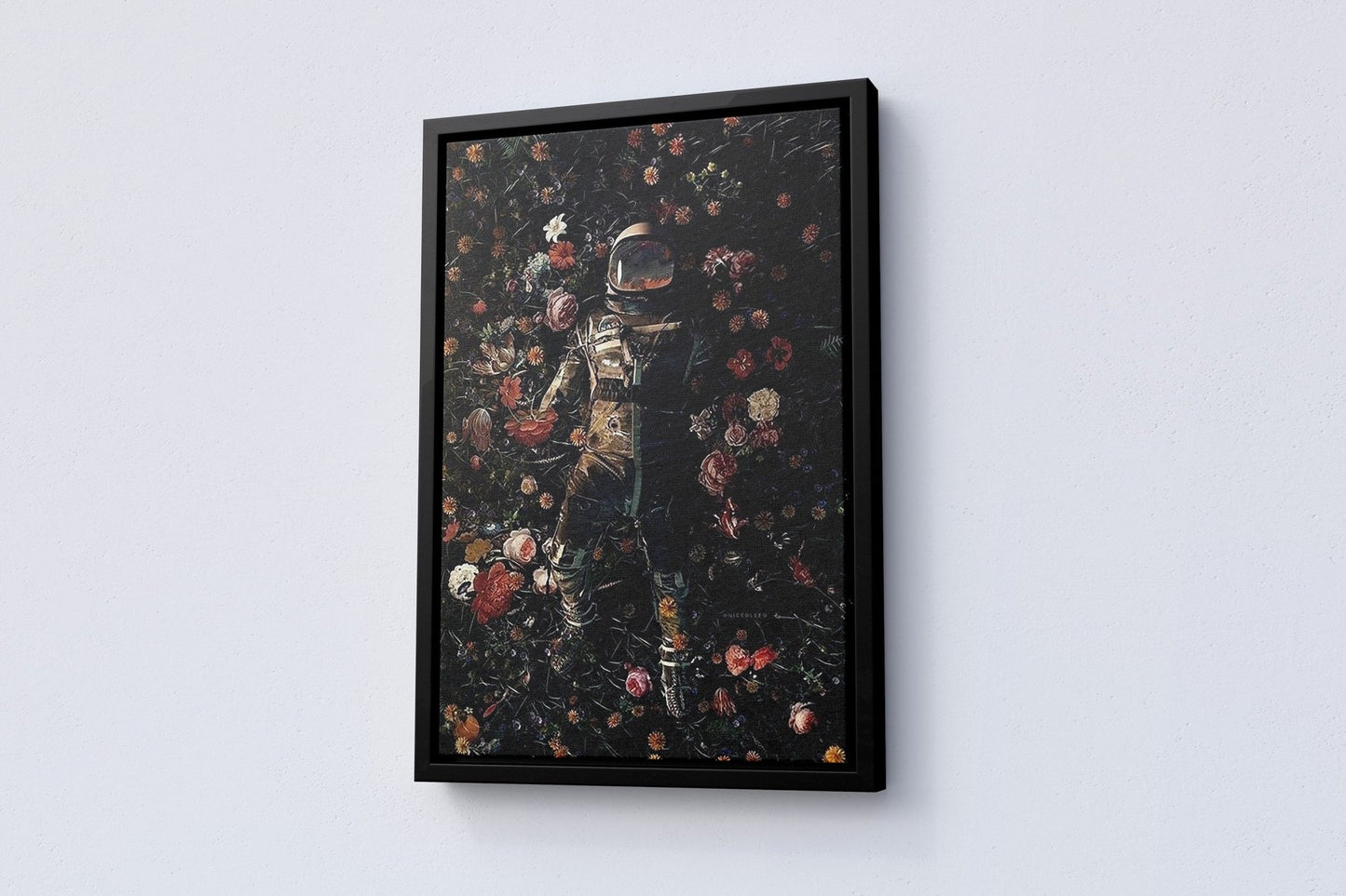Astronaut In Flowers Love in Space Canvas Wall Art - Canvasworkshop