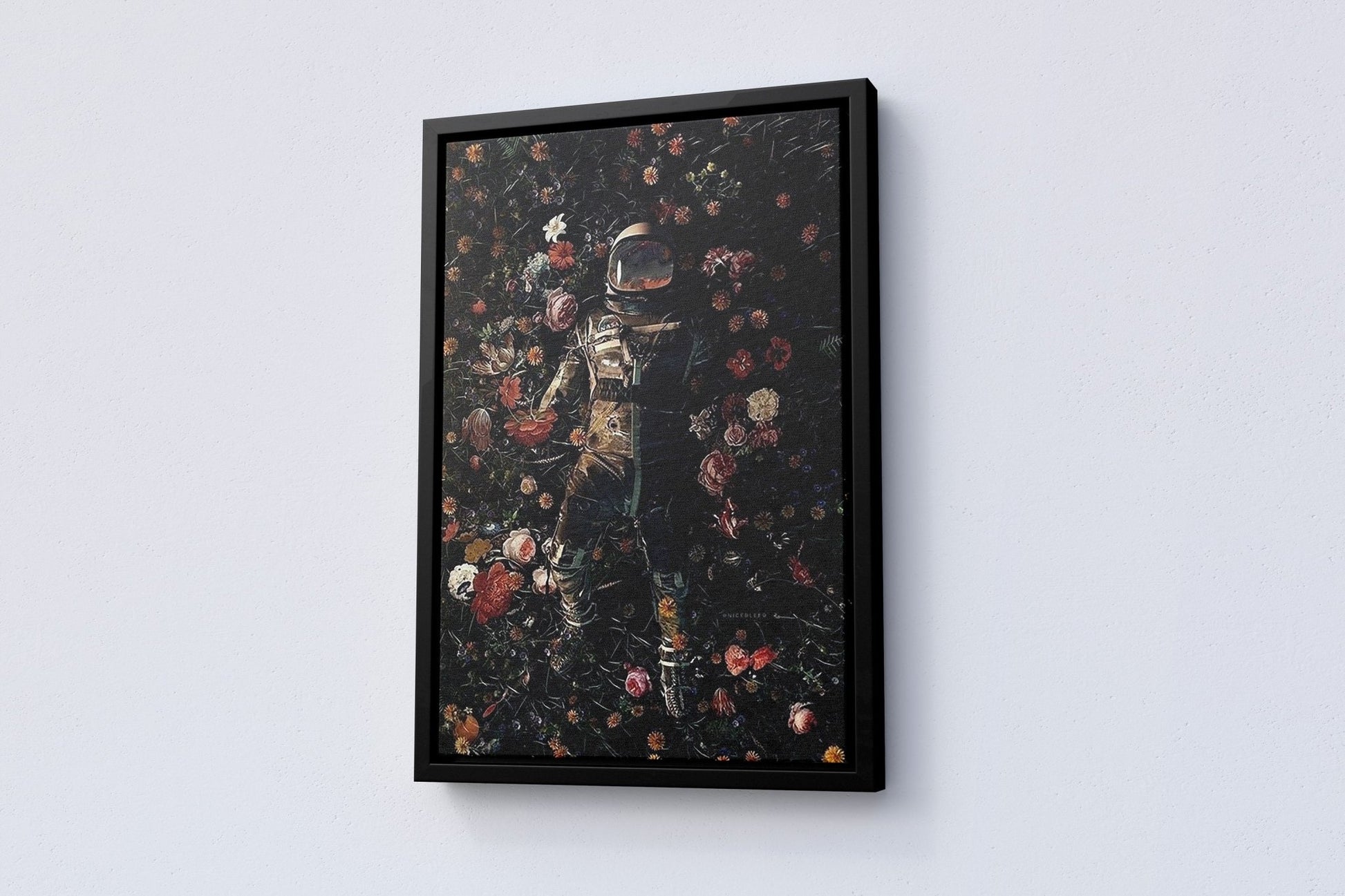Astronaut In Flowers Love in Space Canvas Wall Art - Canvasworkshop