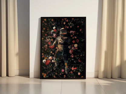 Astronaut In Flowers Love in Space Canvas Wall Art - Canvasworkshop