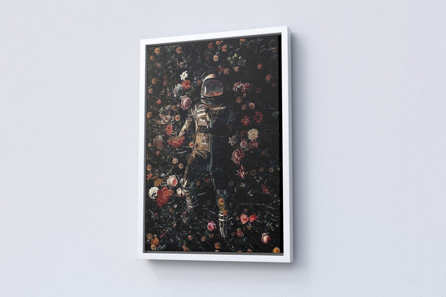 Astronaut In Flowers Love in Space Canvas Wall Art - Canvasworkshop