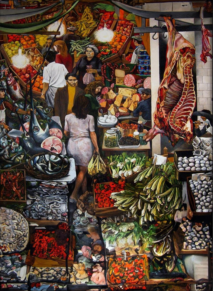 Colorful Food Market Kitchen Canvas Wall Art