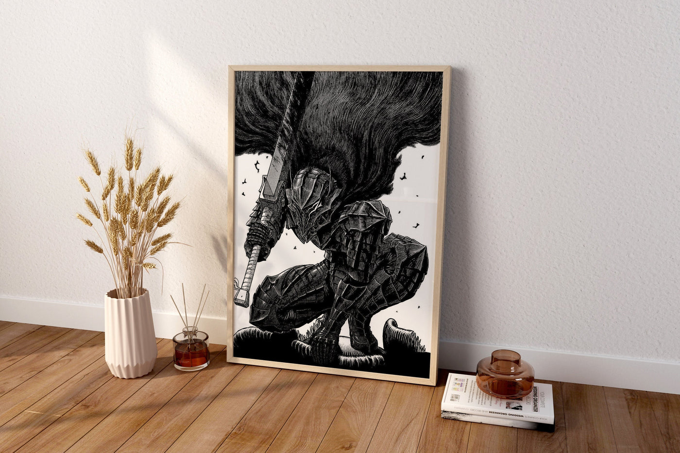 Anime Leinwand Wandkunst, Anime Poster, Berserk Anime Wandkunst, Berserk Guts Poster, Gerahmte Anime Deko, Guts Leinwand Wandkunst