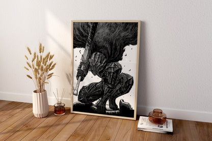 Anime Leinwand Wandkunst, Anime Poster, Berserk Anime Wandkunst, Berserk Guts Poster, Gerahmte Anime Deko, Guts Leinwand Wandkunst
