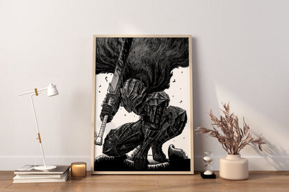 Anime Leinwand Wandkunst, Anime Poster, Berserk Anime Wandkunst, Berserk Guts Poster, Gerahmte Anime Deko, Guts Leinwand Wandkunst
