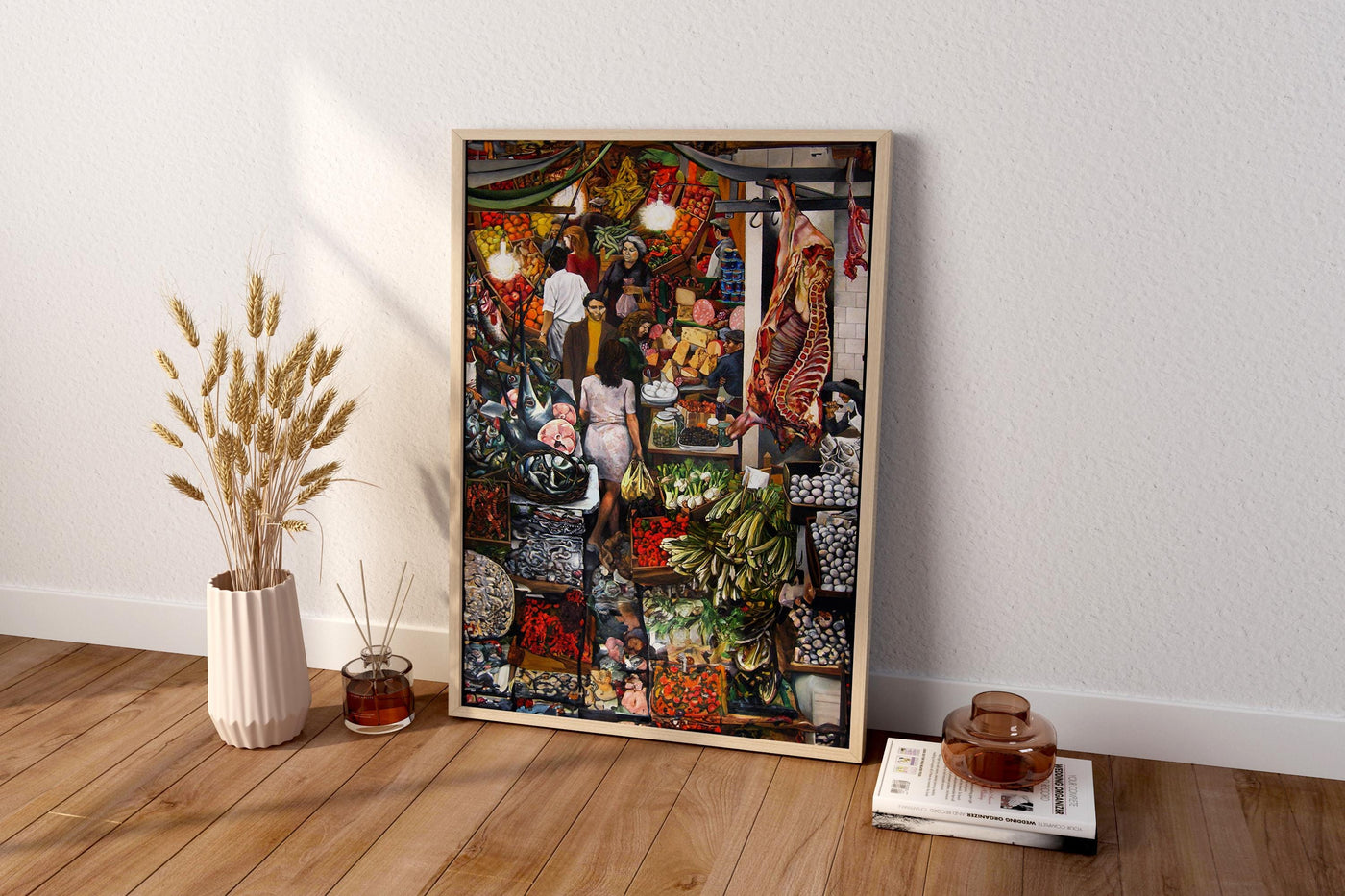Renata Guttason Marktgemälde Kunstdruck | Farbenfrohe Lebensmittelmarkt Küchenwandkunst