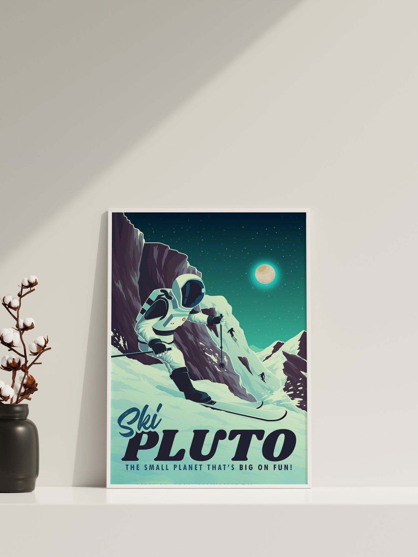 Retro Pluto Leinwandbild, Retro Weltraum Leinwandbild, Weltraum Leinwandposter, Pluto Retro Poster