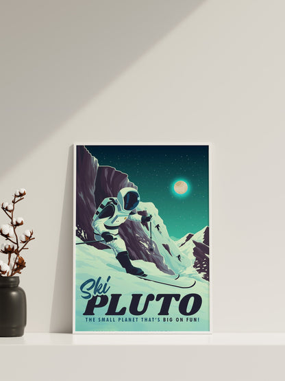 Retro Pluto Leinwandbild, Retro Weltraum Leinwandbild, Weltraum Leinwandposter, Pluto Retro Poster