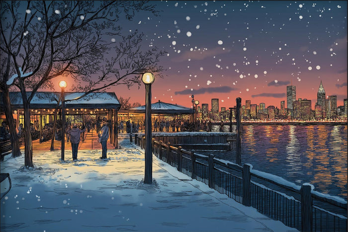 Winter in New York Art Canvas Poster
