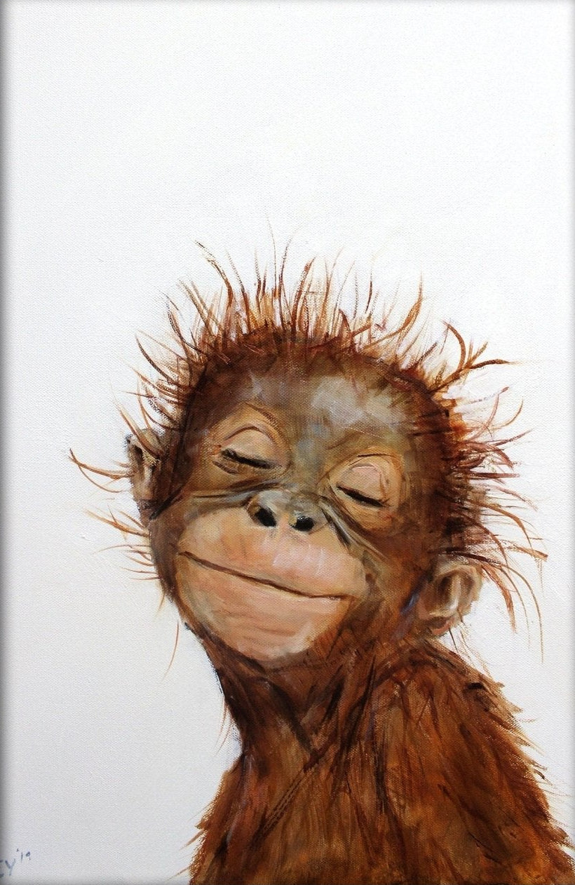 Artwork Baby Monkey Smile Canvas Art - Canvasworkshop