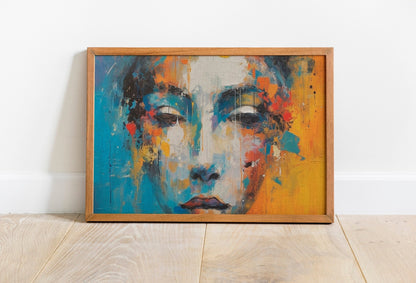 Beautiful Female Face with Oil Paints Canvas Poster Art - Canvasworkshop