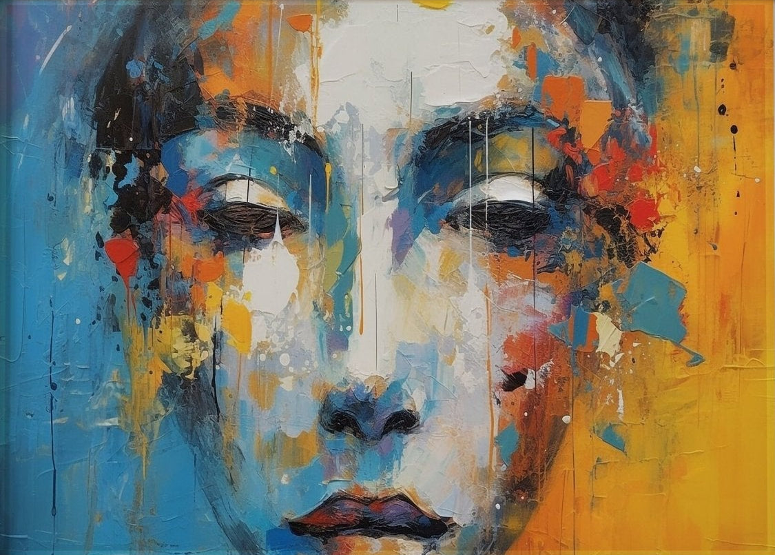 Beautiful Female Face with Oil Paints Canvas Canvas Print