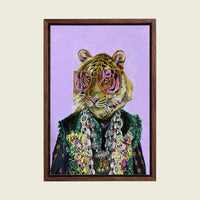 Bengal Tiger by Heather Perry canvas wall art in a floating walnut frame