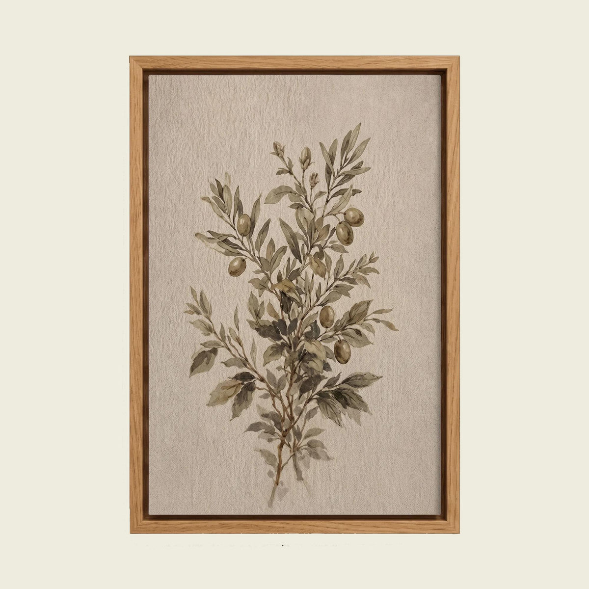 Feed Floating Oak Botanical Olive Branch Art, Olive Green Mediterranean Canvas Print