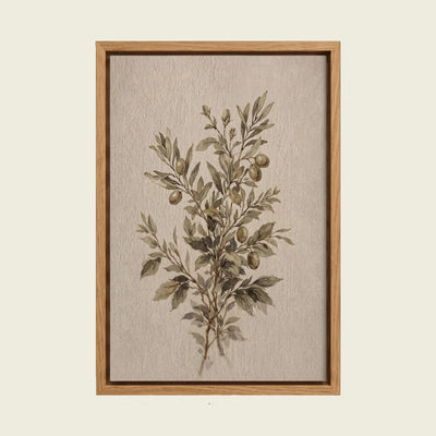 Feed Floating Oak Botanical Olive Branch Art, Olive Green Mediterranean Canvas Print