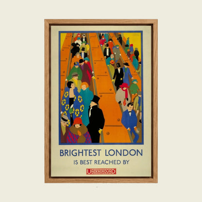 Brightest London by Horace Taylor canvas wall art in a floating oak frame