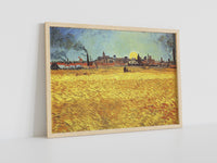 Vincent van Gogh Leinwandbild, Vincent van Gogh-Sommerabend in Arles, Leinwanddruck, Weizenfeld mit untergehender Sonne, Berühmte Wandkunst
