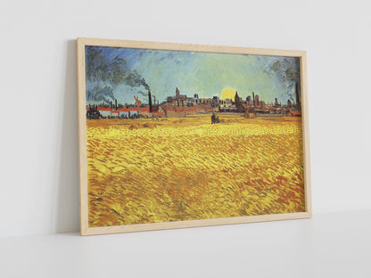 Vincent van Gogh Leinwandbild, Vincent van Gogh-Sommerabend in Arles, Leinwanddruck, Weizenfeld mit untergehender Sonne, Berühmte Wandkunst