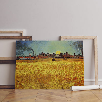 Vincent van Gogh Leinwandbild, Vincent van Gogh-Sommerabend in Arles, Leinwanddruck, Weizenfeld mit untergehender Sonne, Berühmte Wandkunst