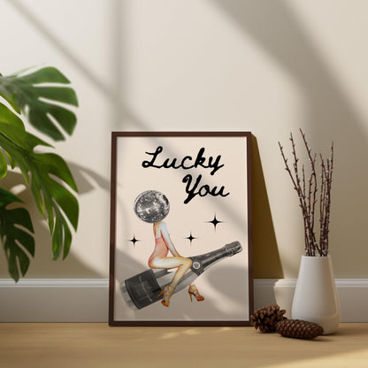 Trendy Lucky You Poster – Disco Head Leinwand-Wandkunst, Lucky You Leinwand-Poster – Mode-Poster – Lucky Leinwand-Poster – Trendige Wandkunst