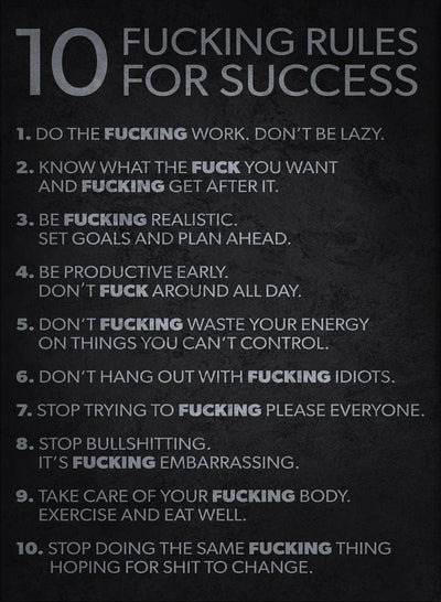 Artwork - 10 Rules Succes Quote Wall Decor, Quote Canvas Wall Art, Motivational Poster, Minimalist Canvas Wall Decor