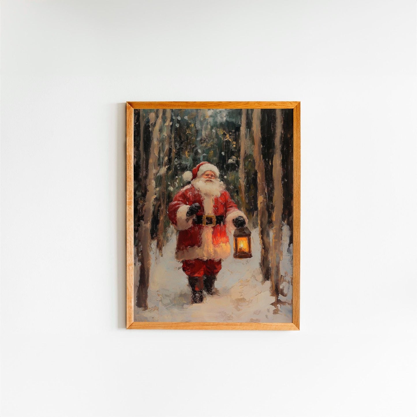 Christmas Santa Wall Art, Santa Claus & Christmas Decor Art - Happy Christmas, Xmas Gift, Framed Santa