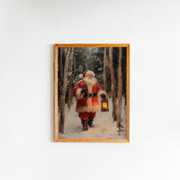 Christmas Santa Wall Art, Santa Claus & Christmas Decor Art - Happy Christmas, Xmas Gift, Framed Santa