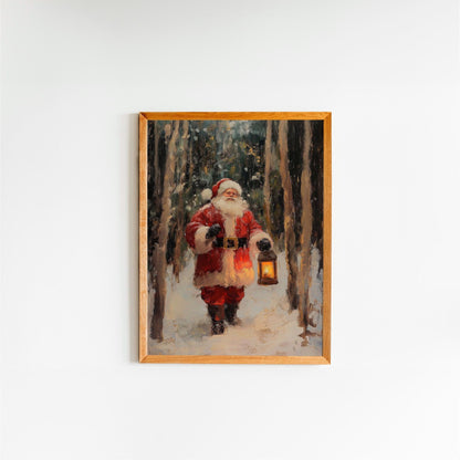 Christmas Santa Wall Art, Santa Claus & Christmas Decor Art - Happy Christmas, Xmas Gift, Framed Santa
