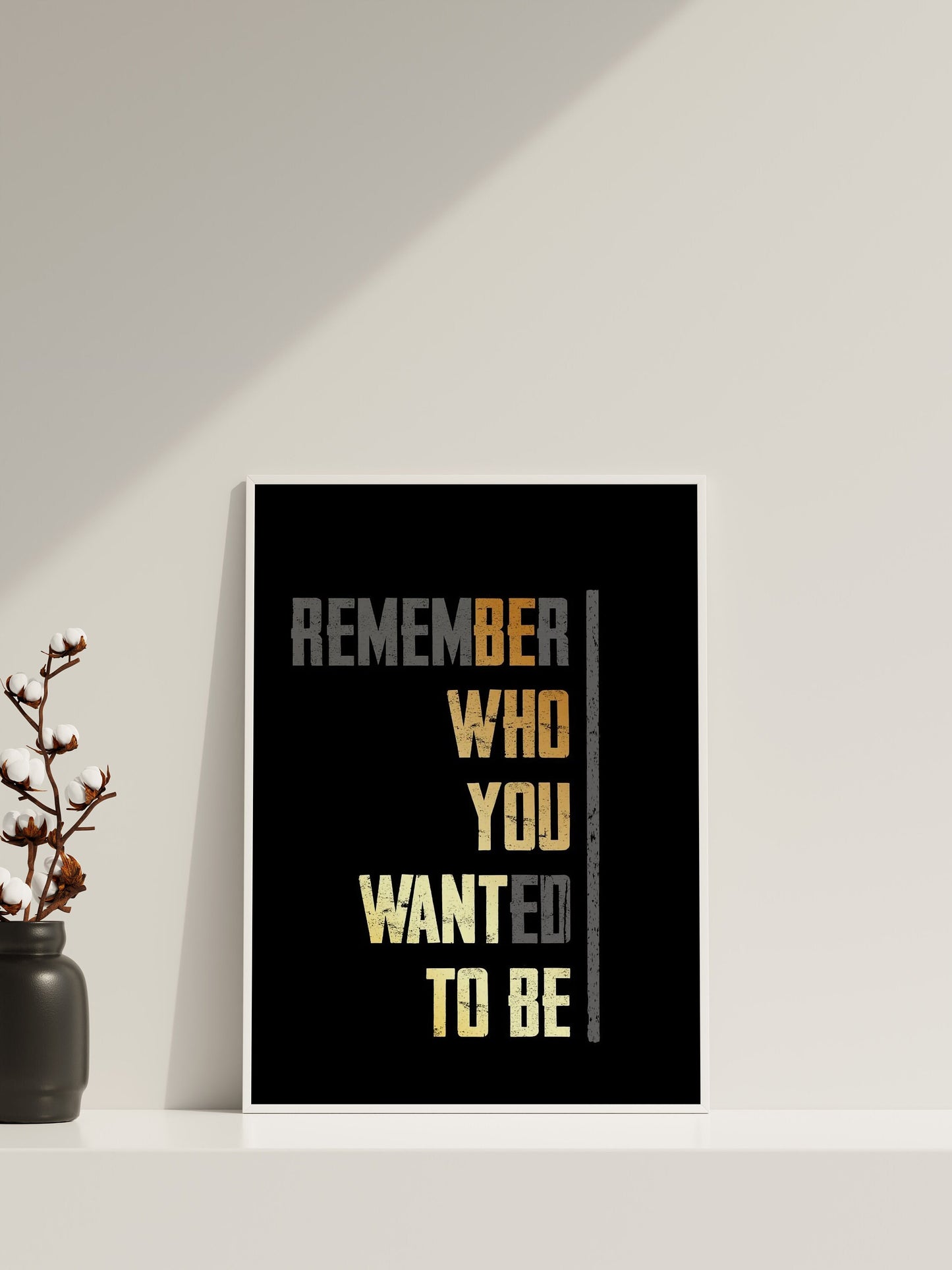 Erinnere Dich, wer Du sein wolltest Zitat Wanddeko, Zitat Leinwand Wandbild, Motivationsposter, Minimalistische Leinwand Wanddeko