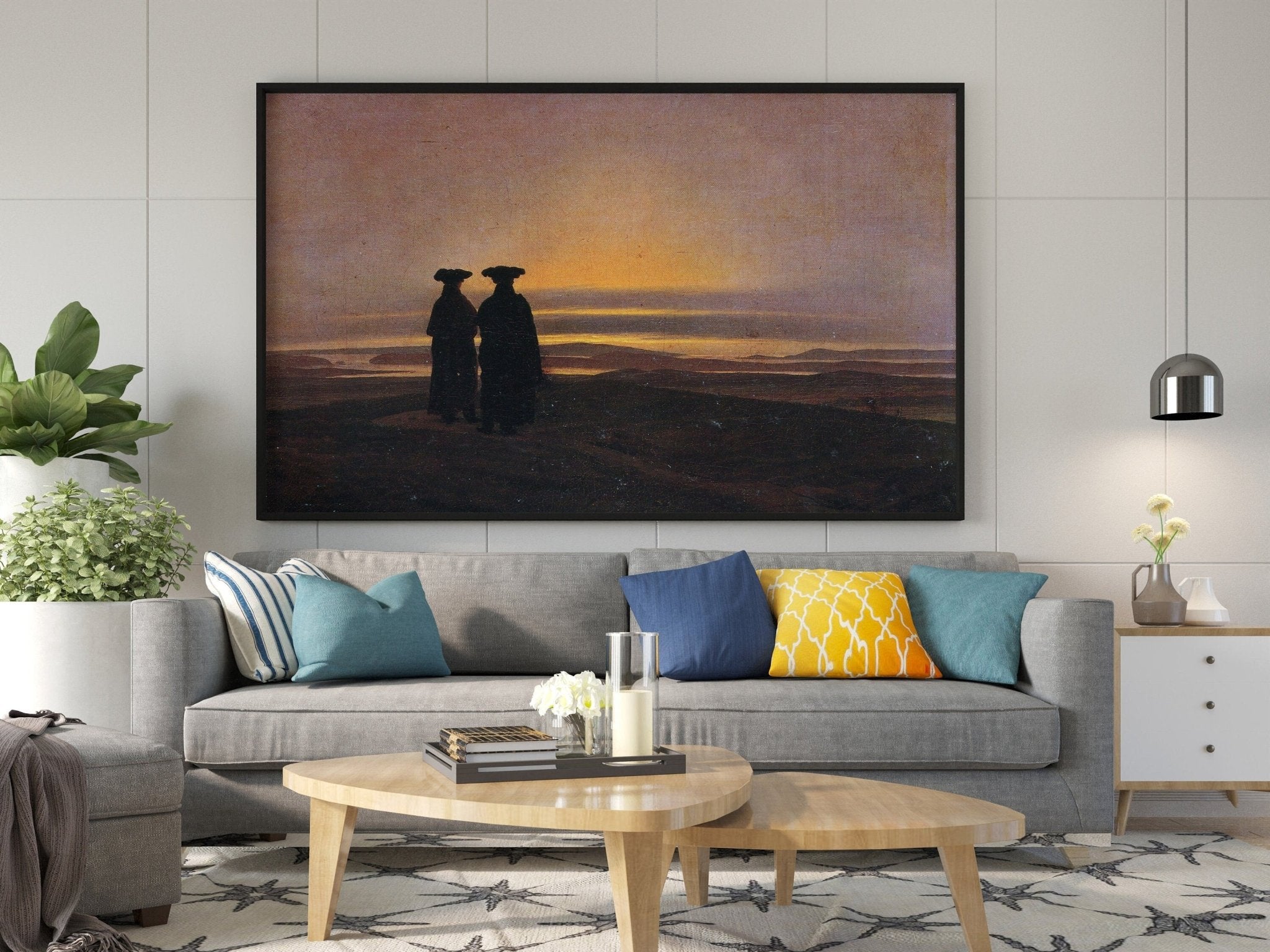 Caspar David Friedrich Evening Landscape with Two Men Canvas Art - Canvasworkshop