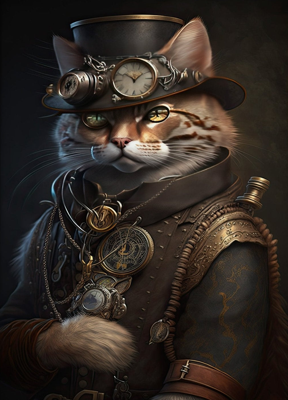 Steampunk Cat Portrait Wall Art