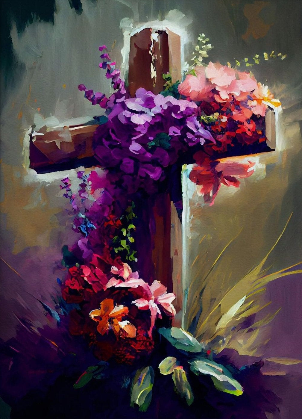 Floral Cross Christian Wall Art