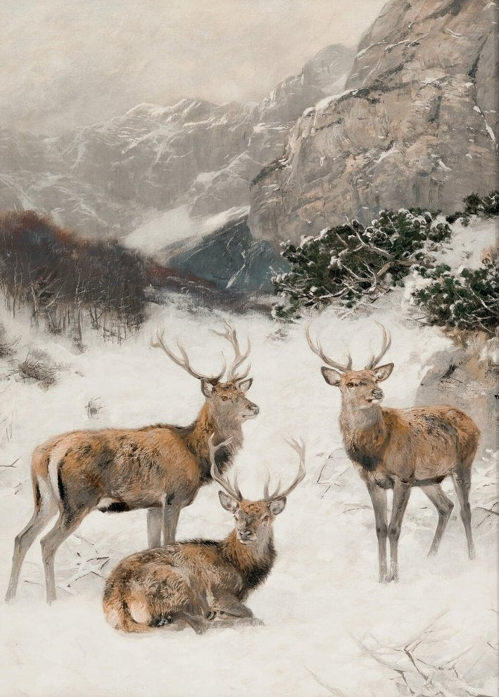 artwork Christmas Deer Canvas Wall Art - Canvasworkshop