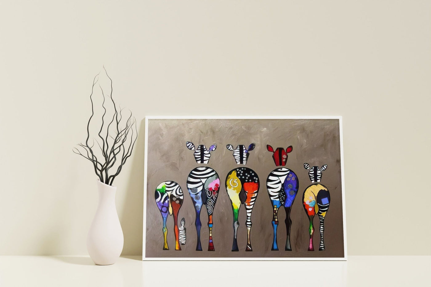 Colorful Zebra Watercolor Canvas Print
