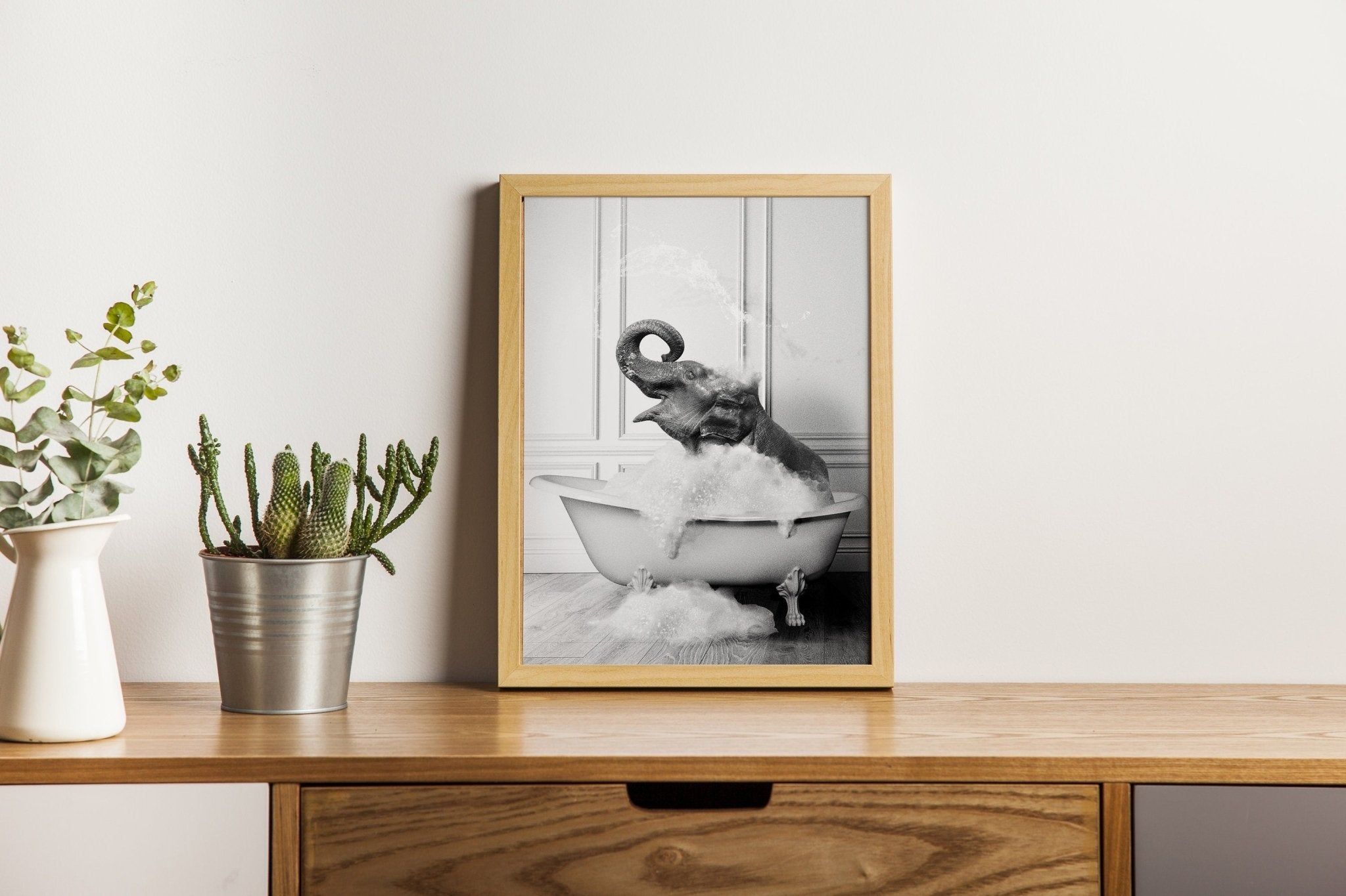 Cute Elephant in Tub Canvas Poster - Canvasworkshop
