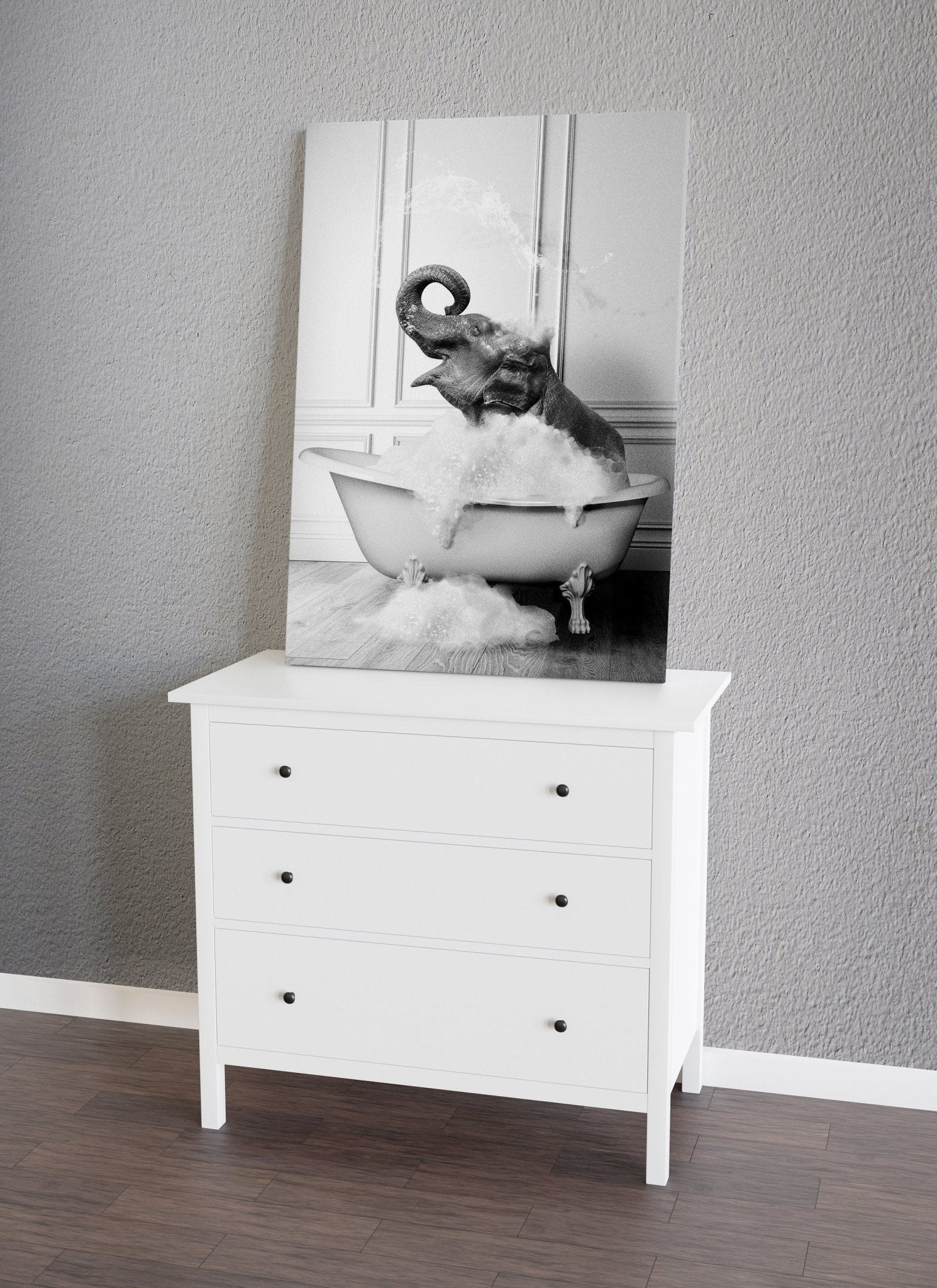 Cute Elephant in Tub Canvas Poster - Canvasworkshop