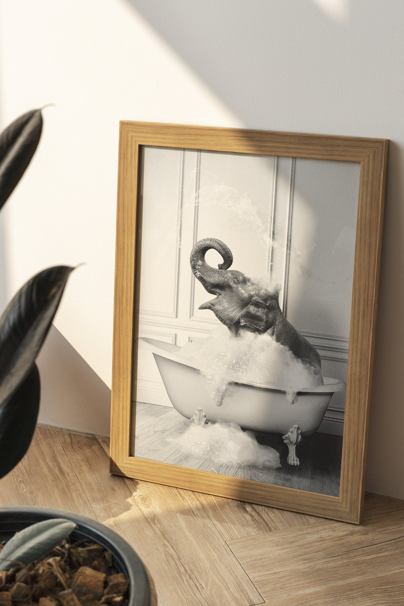 Cute Elephant in Tub Canvas Poster - Canvasworkshop