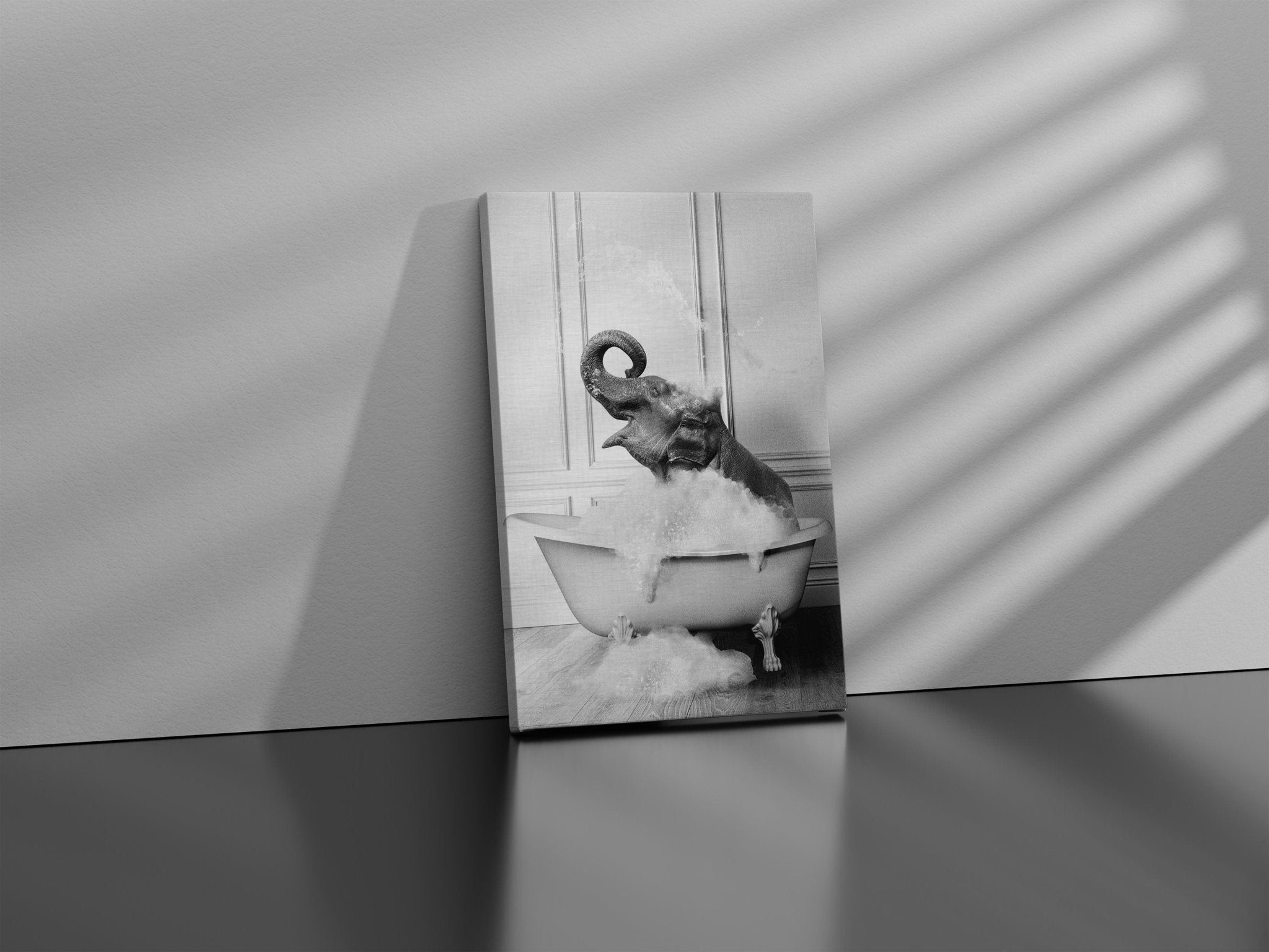 Cute Elephant in Tub Canvas Poster - Canvasworkshop
