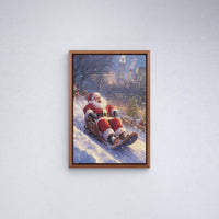 Santa Wall Art,Santa Claus & Christmas Decor Art - Happy Christmas, Xmas Gift, Framed Santa