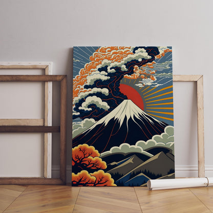 Mount Fuji Japanische Leinwand-Wandkunst, Japandi Leinwand-Wandkunst, Moderne Wandkunst, Mount Fuji Illustrations-Wandkunst, Mount Fuji Poster