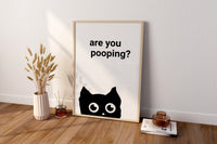 Süße Katzen-Wandkunst, Kackende Katze Poster, Minimalistische Wanddekoration, Badezimmer-Wanddekoration