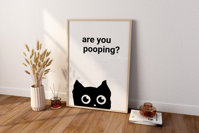 Are You Pooping Cat Canvas Wall Art