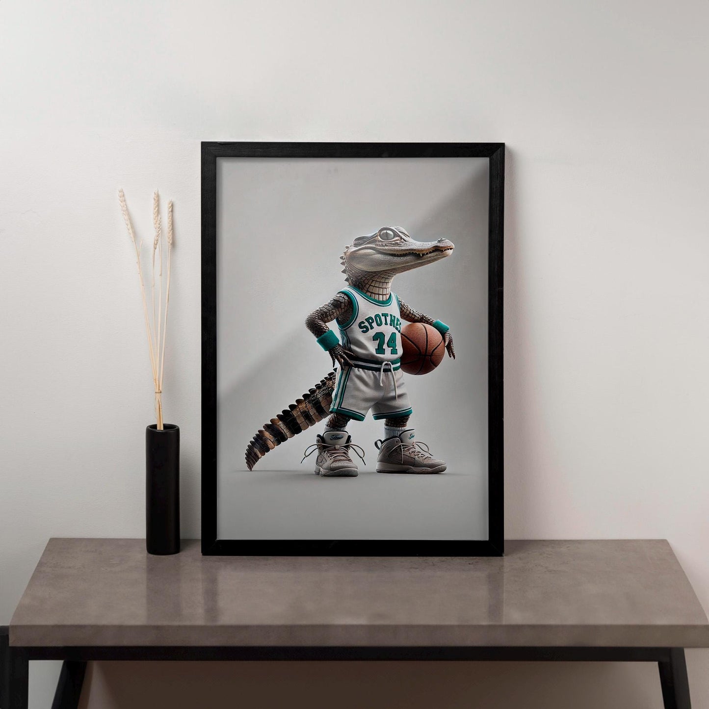 Ikonische realistische Baby-Alligator-Leinwand – realistisches, stilvolles und verspieltes Wanddekor