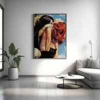 Retro Witchy Lovers Art Print | Vintage Redhead Woman & Black Cat Wall Poster